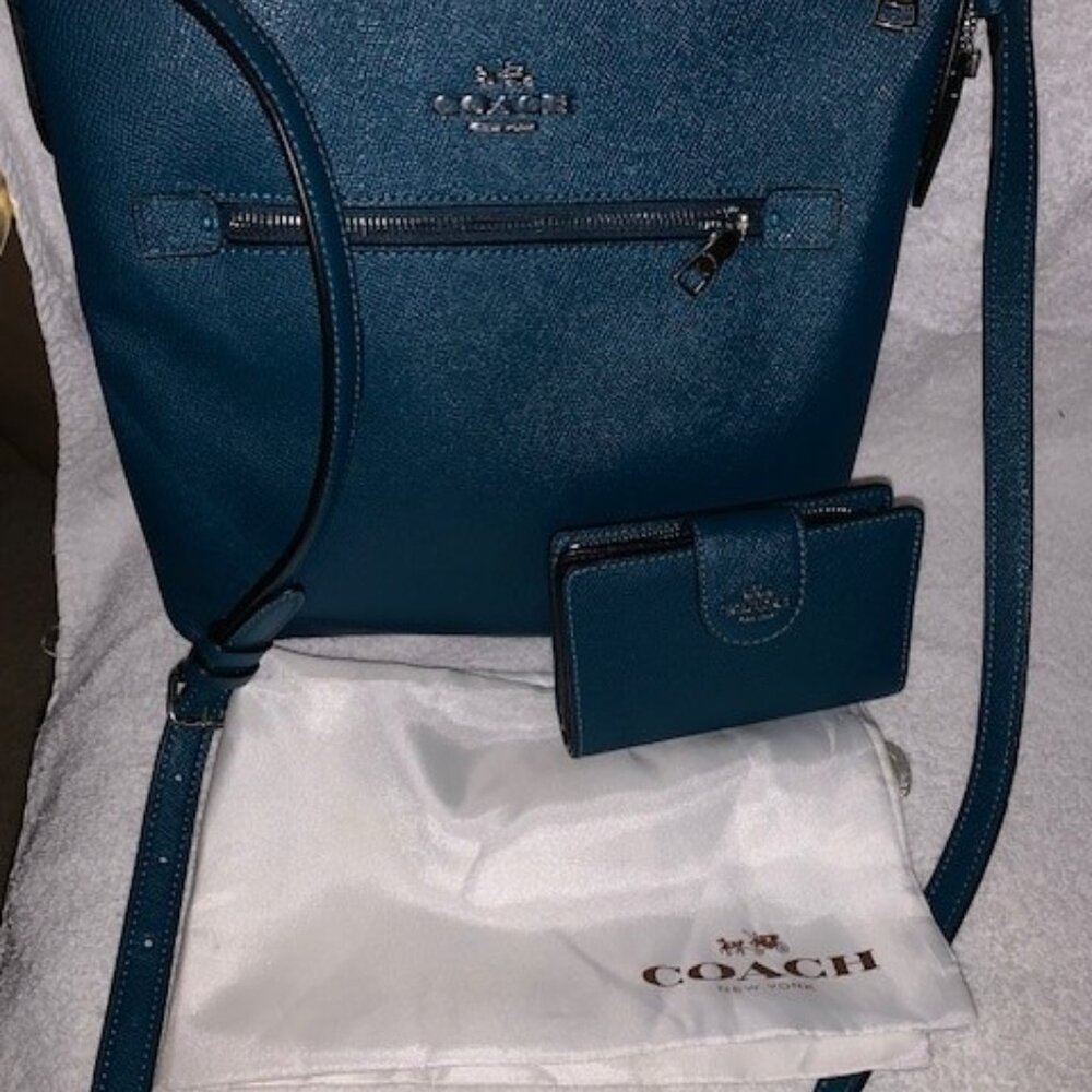 Coach Rowan Leather File Bag with Coach Medium Corner Wallet